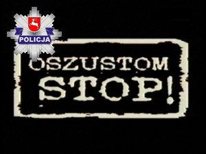 zdjęcie przedstawia plakat akcji  z białym napisem na czarnym tle- stop oszustom