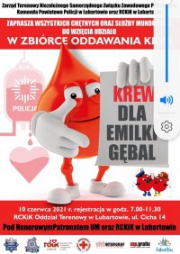 zdjęcie przedstawia plakat akcji krwiodawstwa ,