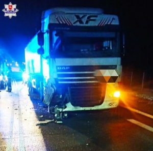 ciężarówka która brała udział w zdarzeniu drogowym