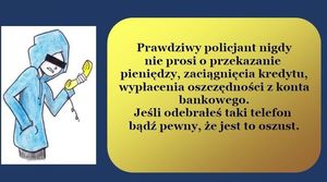 zdjęcie przedstawia plakat dotyczący oszustów