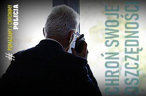 mężczyzna z telefonem odwrócony tyłem plakat