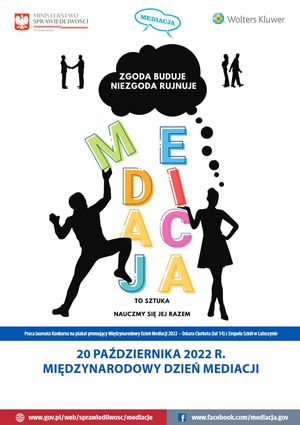plakat o mediacji na białym tle mediacje