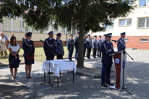 na zdjęciu policjanci podczas uroczystości Święta Policji w Komendzie Powiatowej Policji w Lubartowie