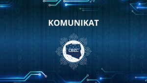 na zdjęciu niebieskie tło z białym napisem Komunikat