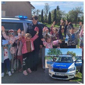 na zdjęciu policjantka z dziećmi
