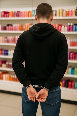 na zdjeciu mężczyzna stojący tyłem w kajdankach zdjęcie poglądowe