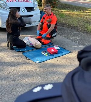 kobieta podczas instruktażu udzielania pierwszej pomocy