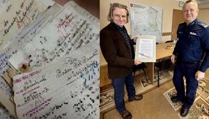 przekazanie archiwaliów na ręce komendanta przez darczyńcę