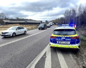 policyjny radiowóz na drodze S-19