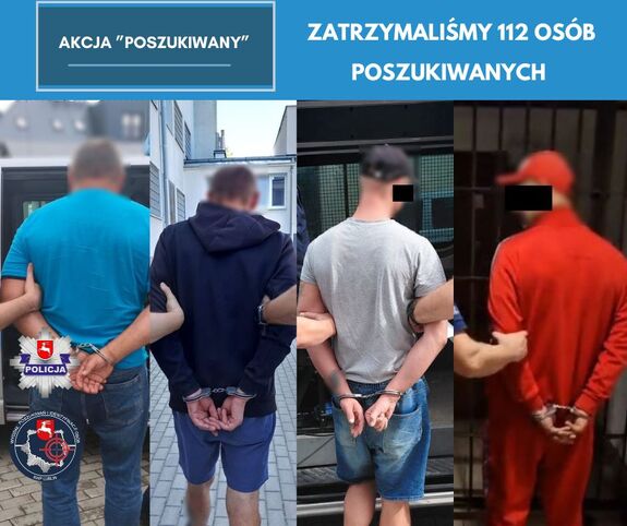 Policjanci prowadzą zatrzymanych