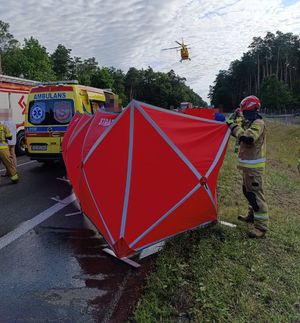 strażacy rozstawiają parawan